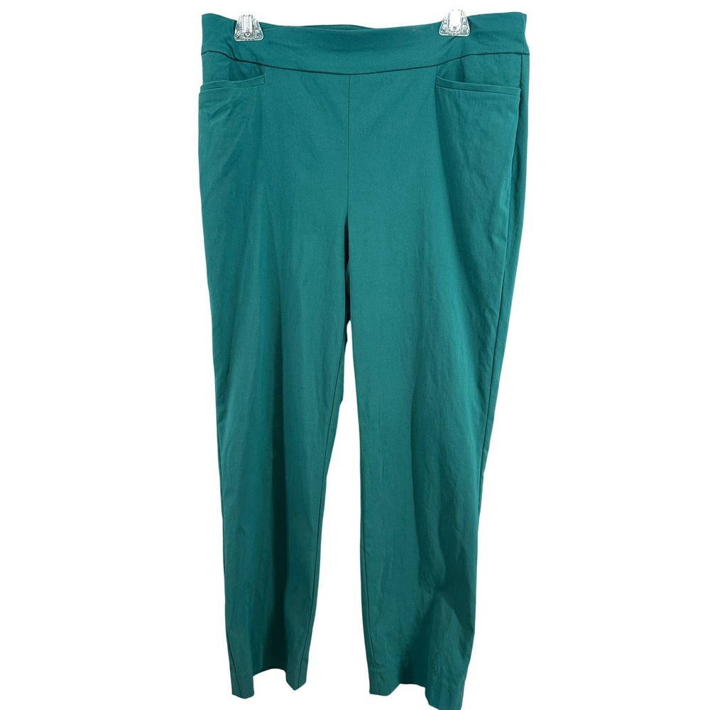 Chicos Brigitte So Slimming Pull On Pants Teal 1.5P US 10P Ankle Career wear